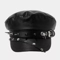 Studded Embellished Faux Leather Hat