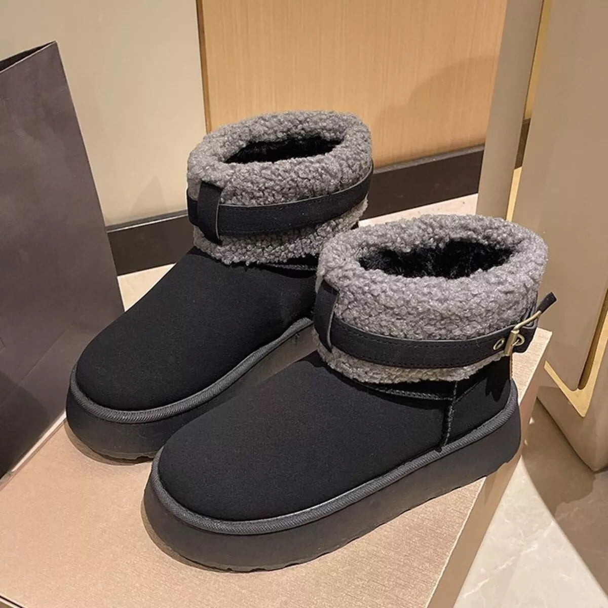 Cozy Plush-Lined Winter Ankle Boots