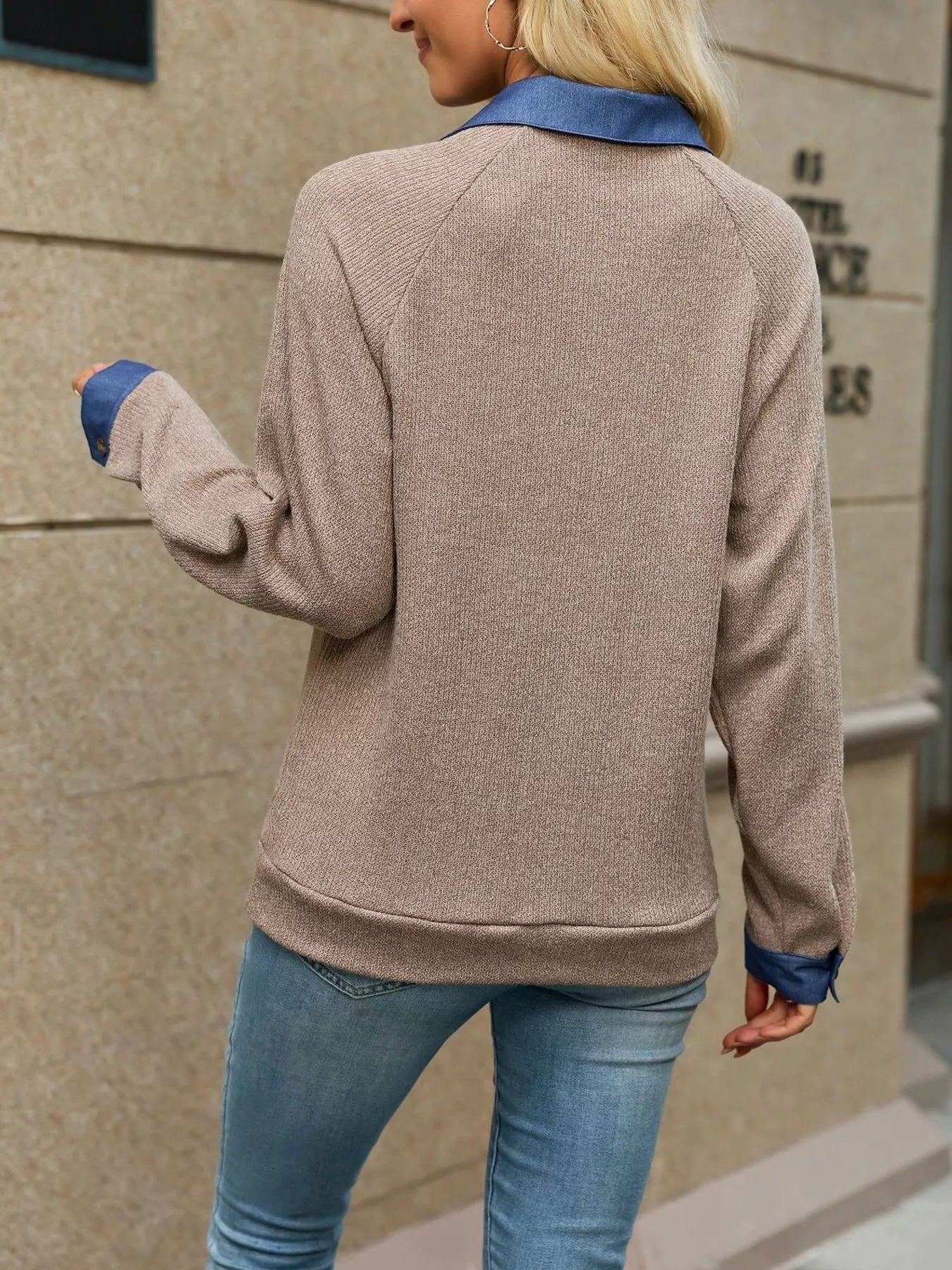 Button Detail Raglan Sleeve Top