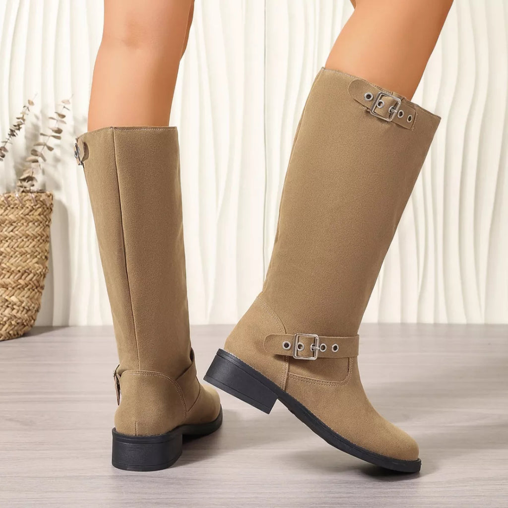 Round Toe Block Heels Boots