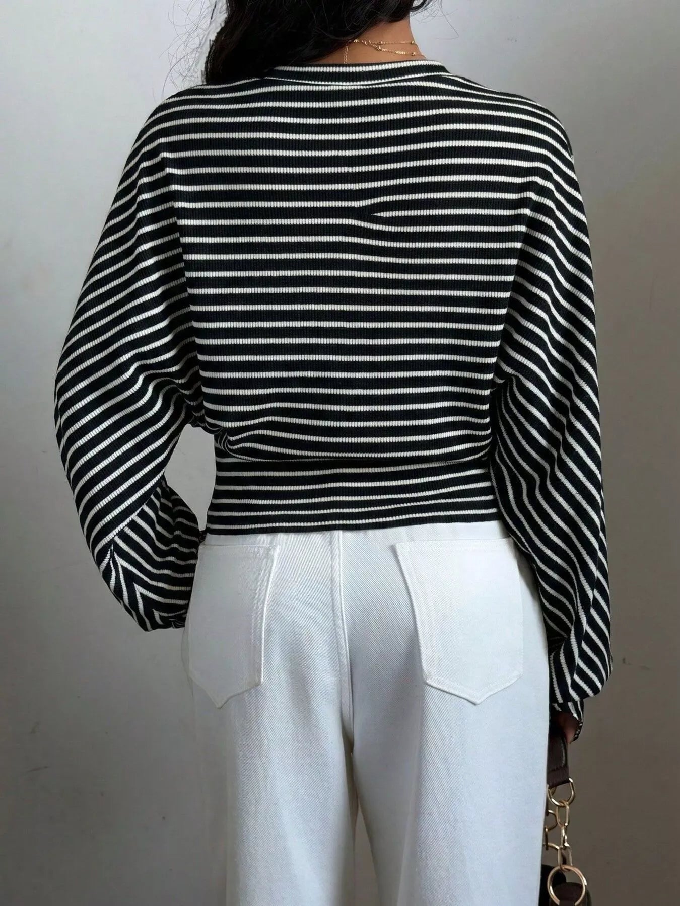 Casual Striped Batwing Sleeve T-Shirt
