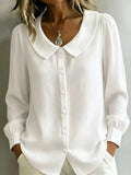 Full Size Peter Pan Collar Button-Down Shirt Plus Size