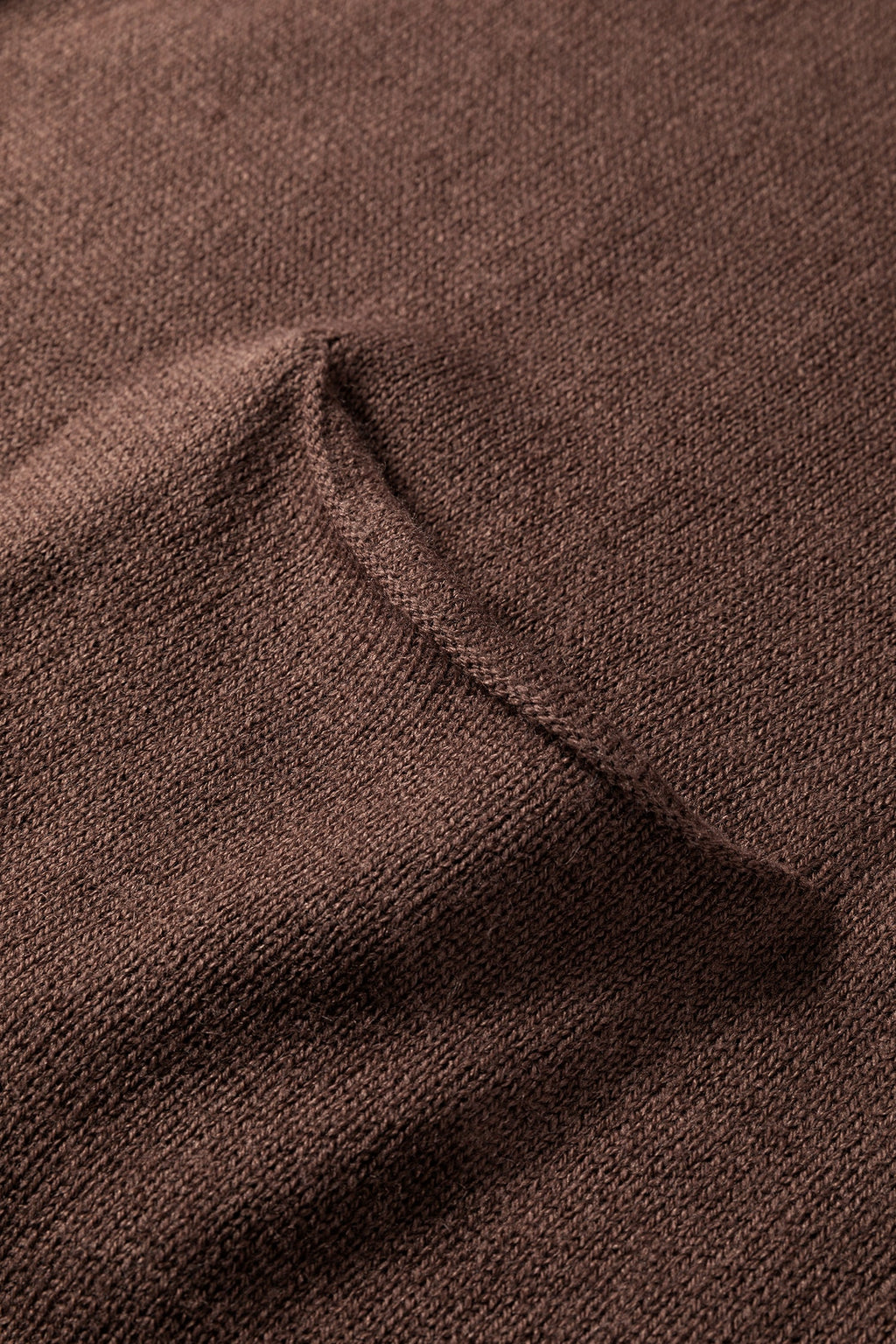 Dark Brown Ribbed Deep V Neckline Front Pocketed Loose Tunic Sweater Vest