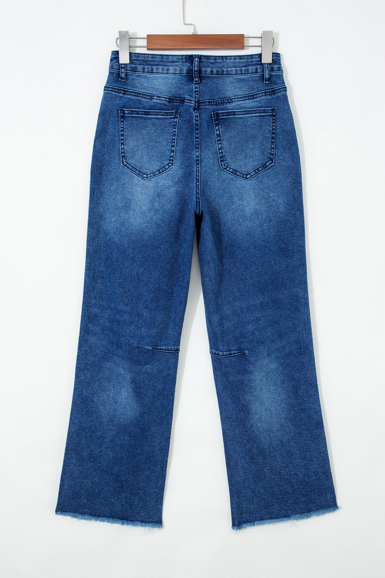 Sail Blue Frayed Cropped Straight Jeans