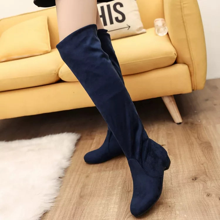 Round Toe Block Heels Boots