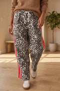 Leopard Patchwork Elastic Waist Jeans