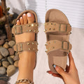 Studded Double Buckle Sandals