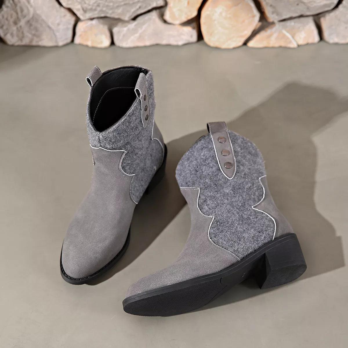 Point Toe Block Heels Boots