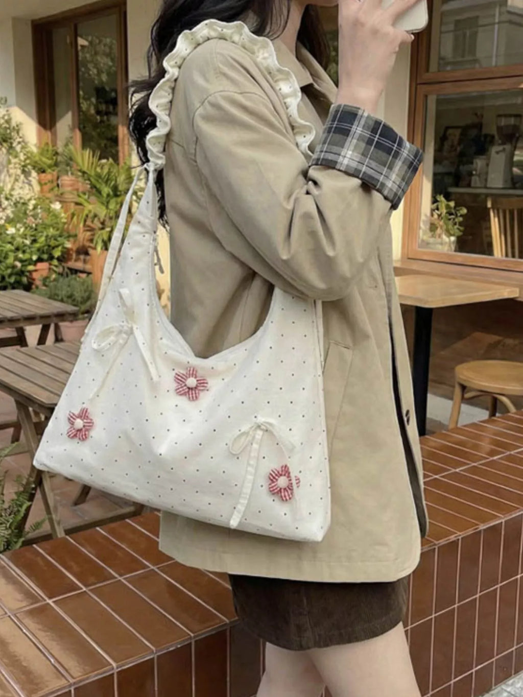 Floral Embellished Shoulder Bag