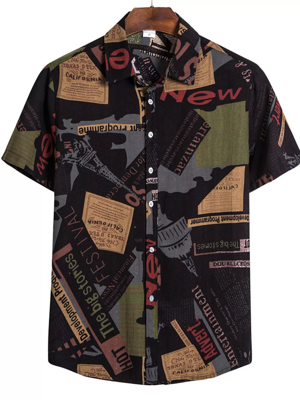 Men's Plus Size Printed Button Up Shirt