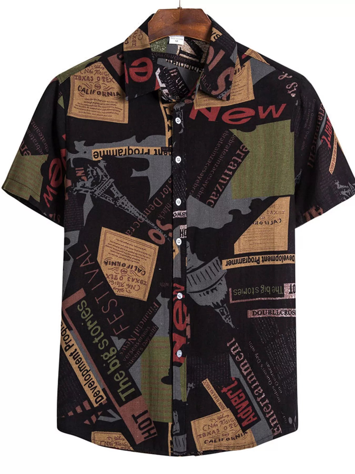 Men's Plus Size Printed Button Up Shirt