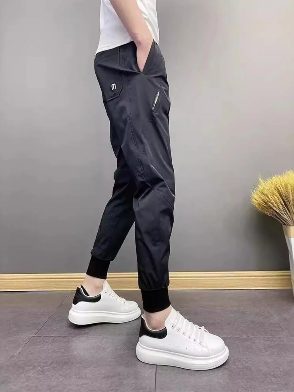 Men's Plus Size Slim-Fit Ankle-Cuffed Pants