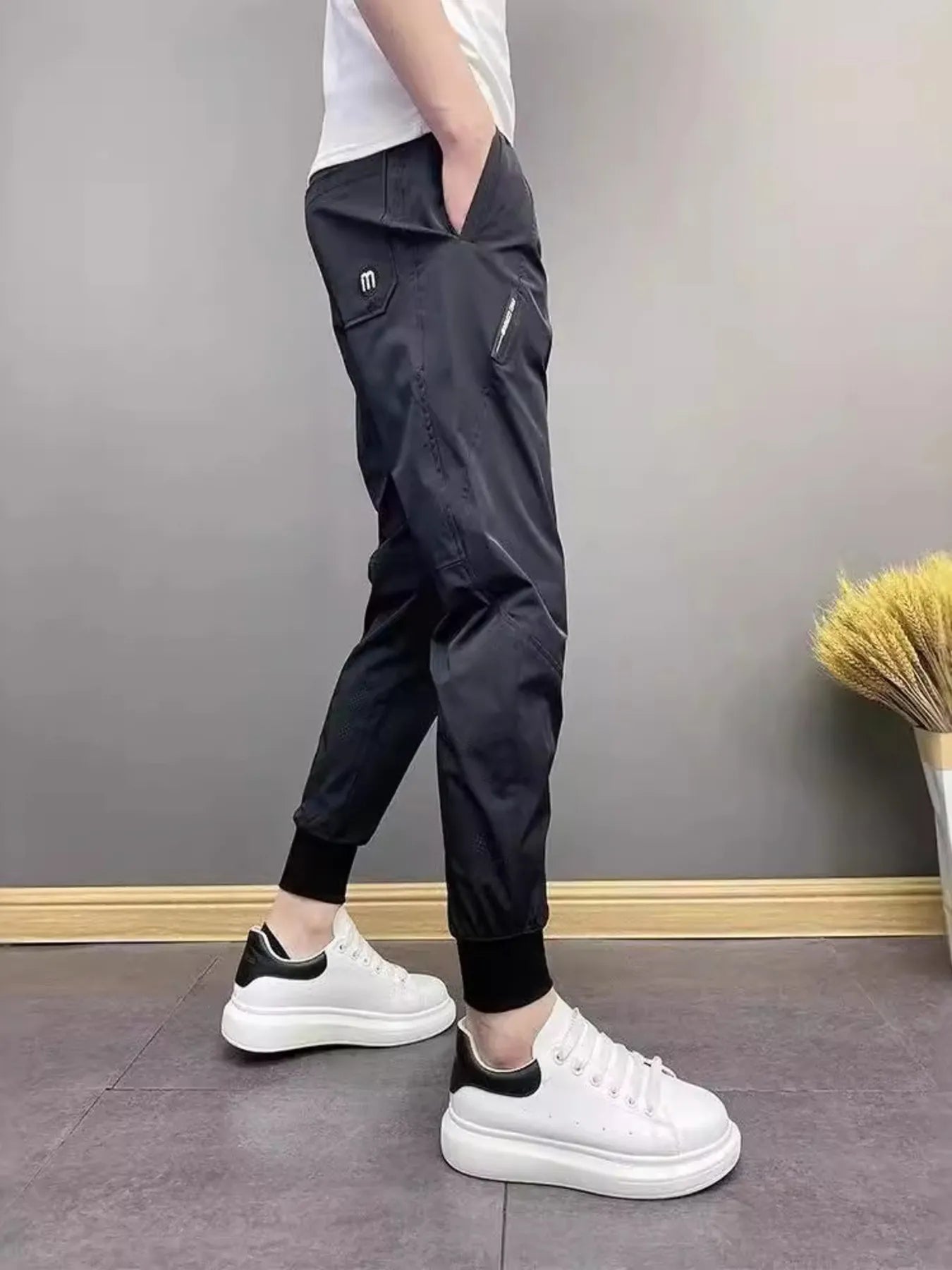 Men's Plus Size Slim-Fit Ankle-Cuffed Pants