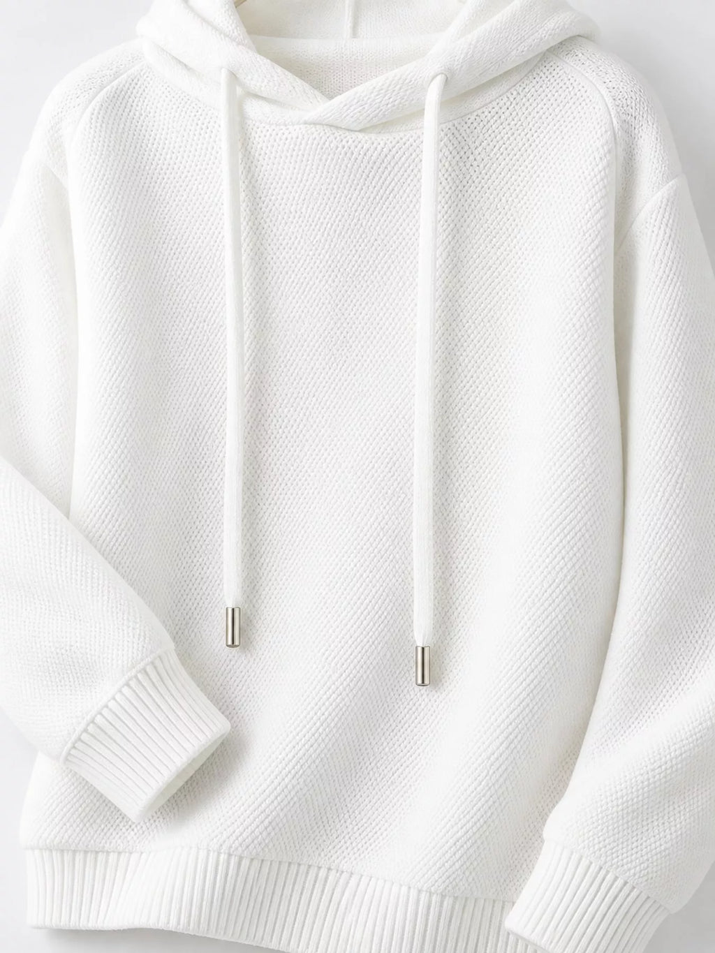 Drawstring Long Sleeve Hooded Knit Sweater