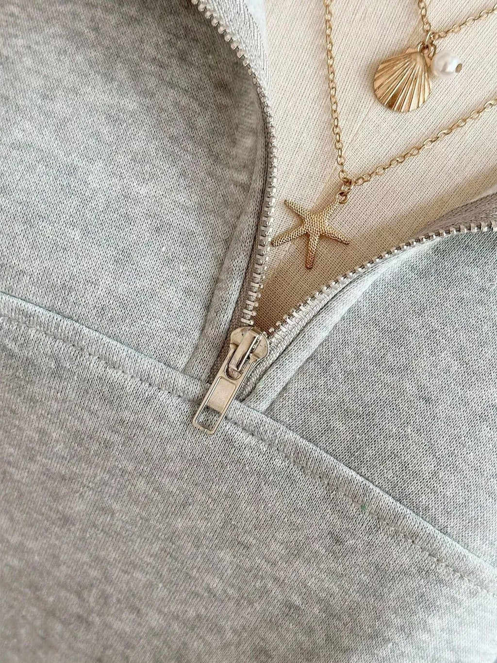 Quarter-Zip Dropped Shoulder Sweatshirt