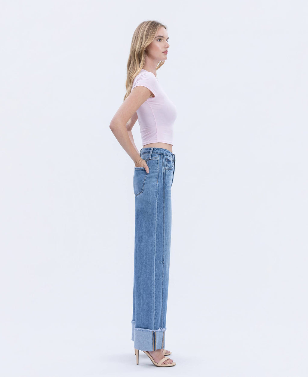 Mia High Rise Cuffed Wide Jeans