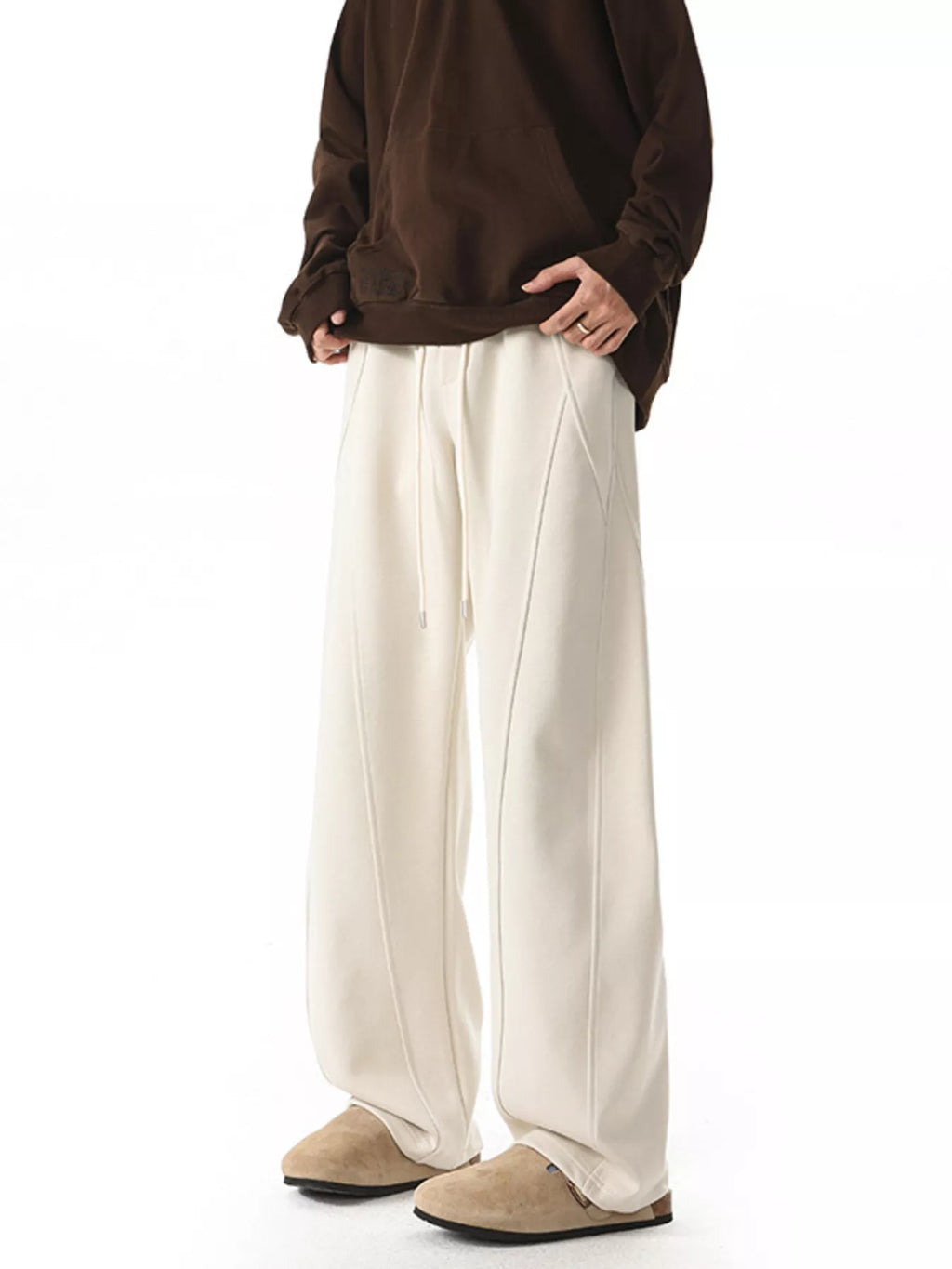 Men's Plus Size Drawstring Wide-Leg Pants