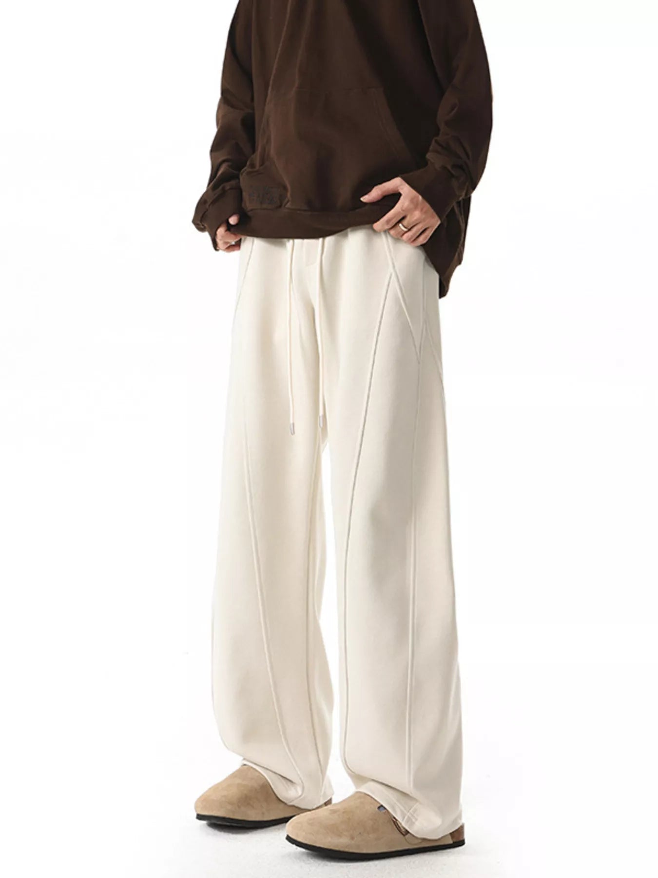 Men's Plus Size Drawstring Wide-Leg Pants