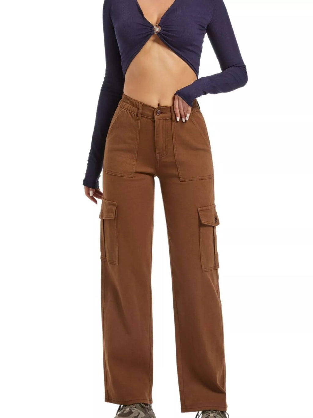 High-Waisted Cargo Jeans