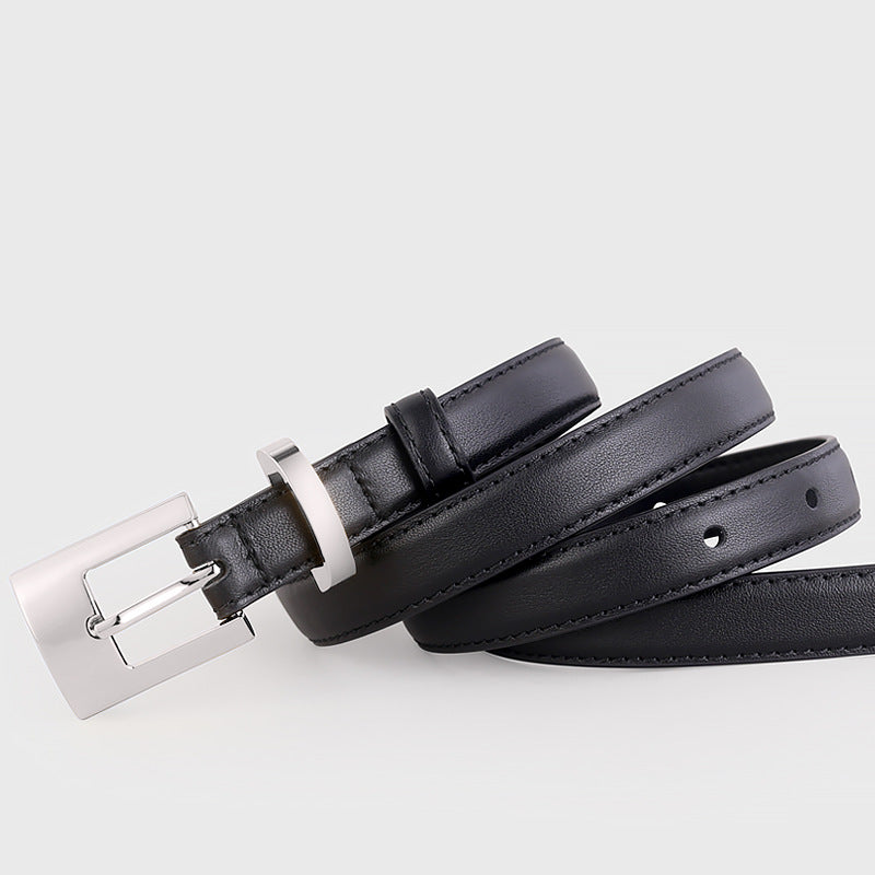 Leather Belt with Silver Buckle
