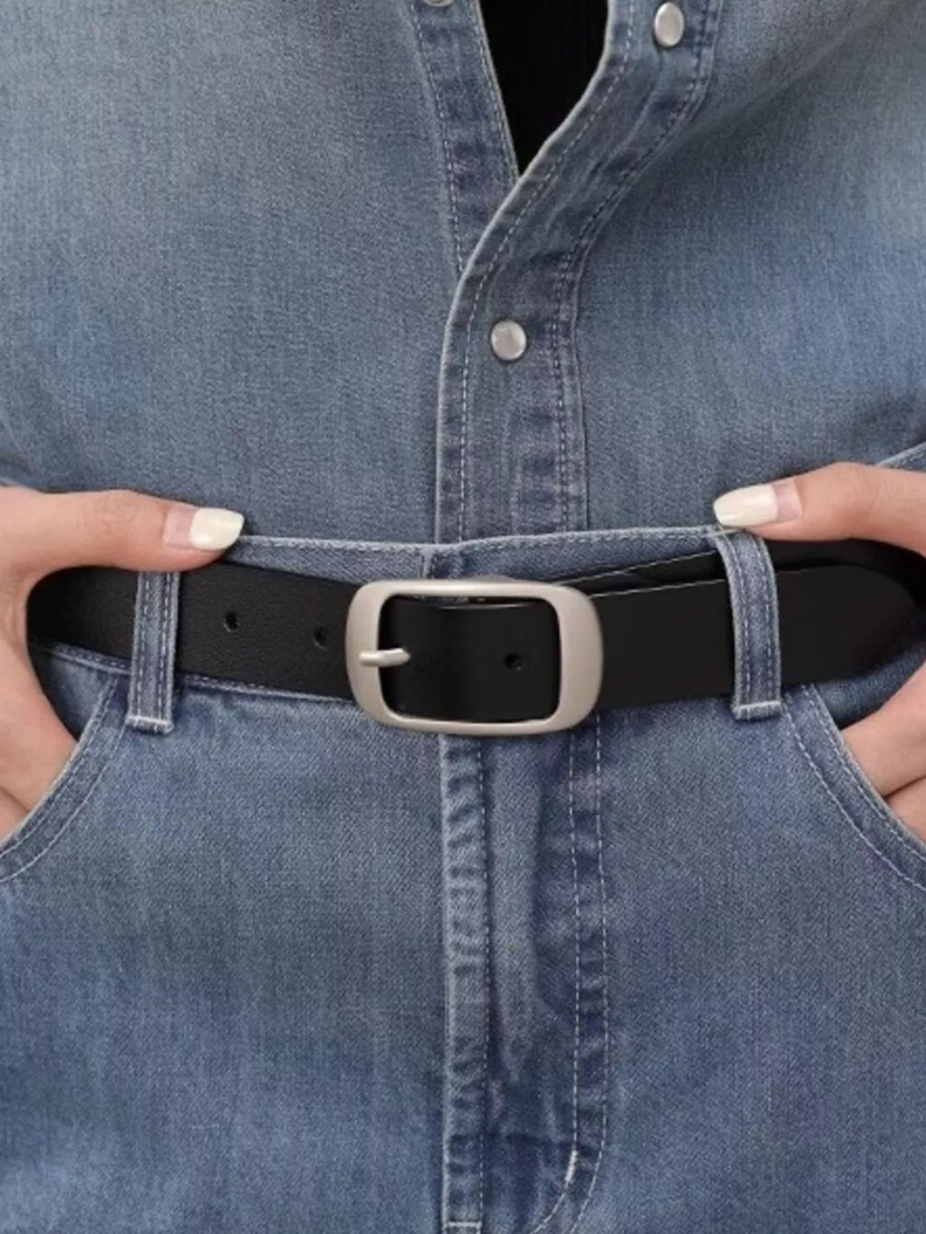 Leather Belt with Silver Buckle
