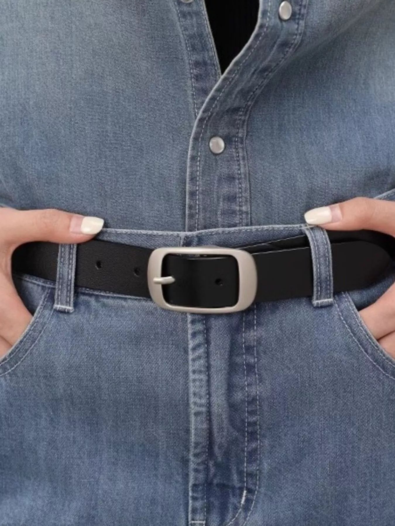 Leather Belt with Silver Buckle