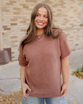 Maya Mock Neck Short Sleeve Sweater - Brown