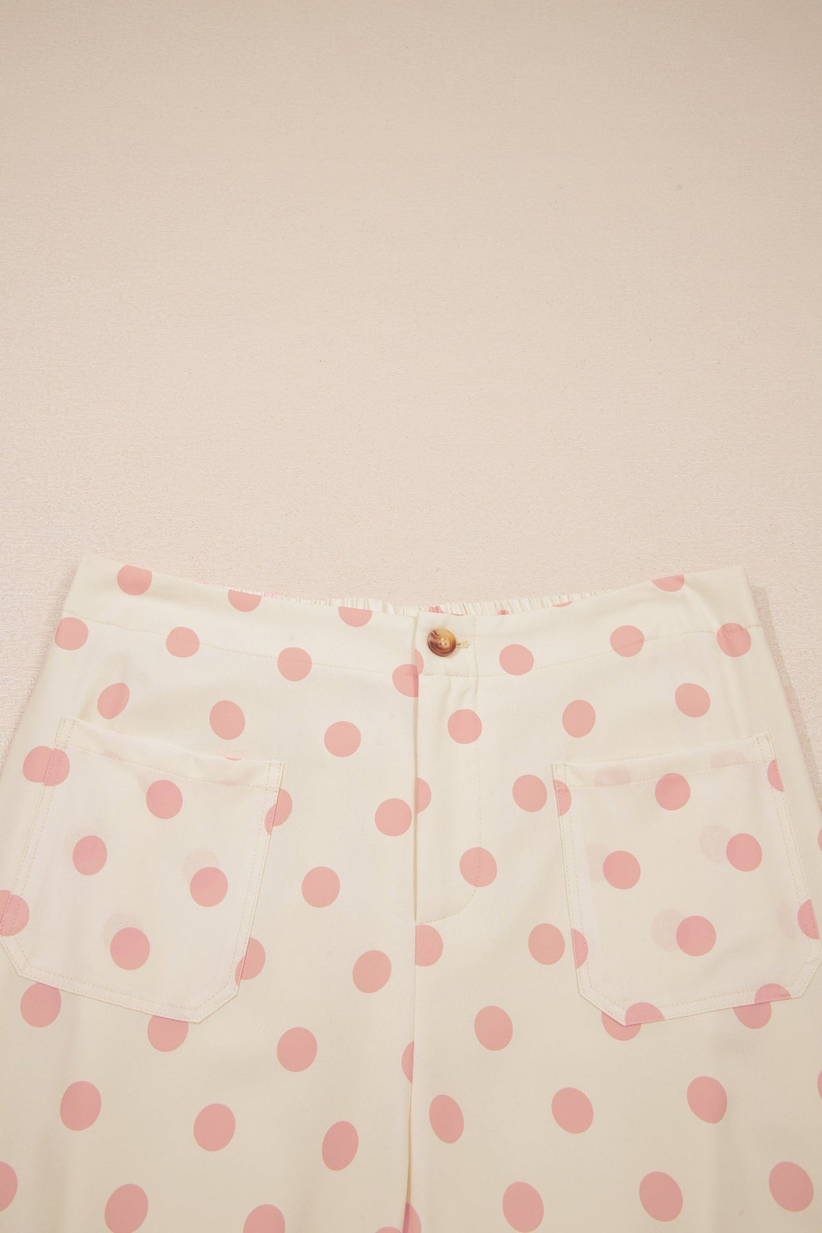 Polka Dot Patch Pocket Wide Leg Pants