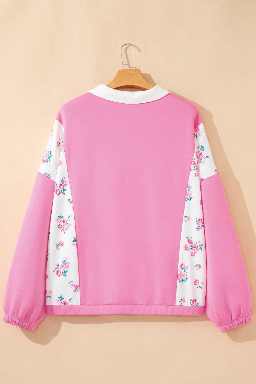 Plus Size Floral Patchwork Elastic Cuff Top