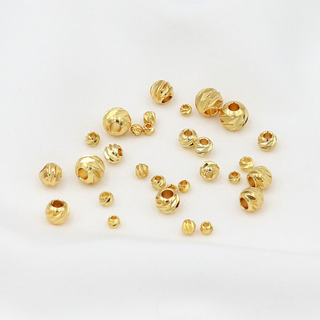 Copper-plated 18K Gold Beveled-cut Filigree Round Spacer Beads