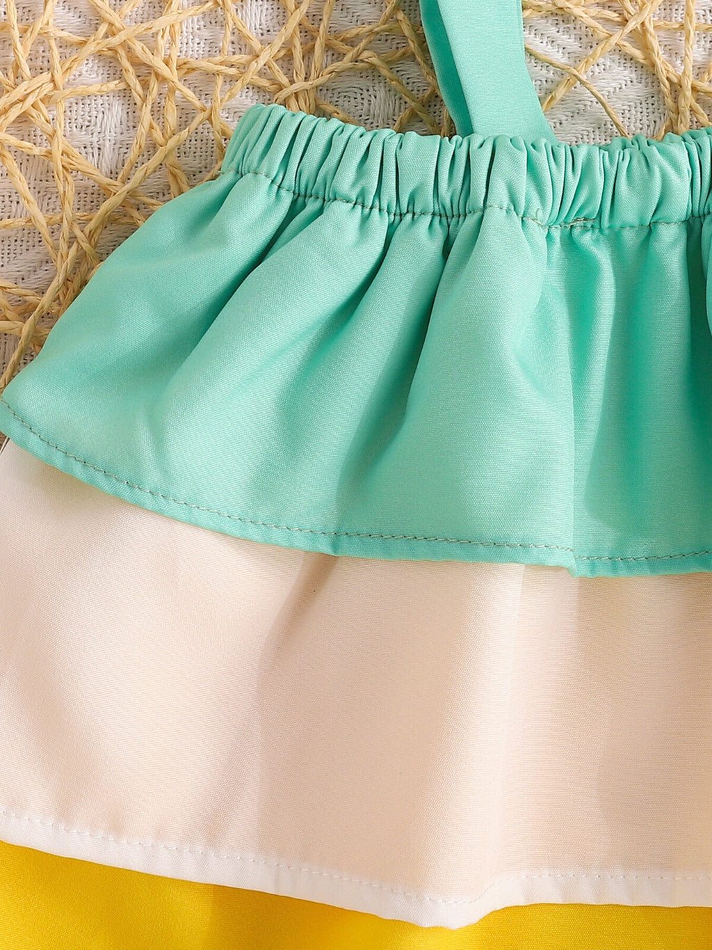 Children's Ruffle Trim Layered Cami Top & Pineapple Print Shorts Set