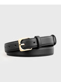 Classic Leather Belt with Golden Buckle