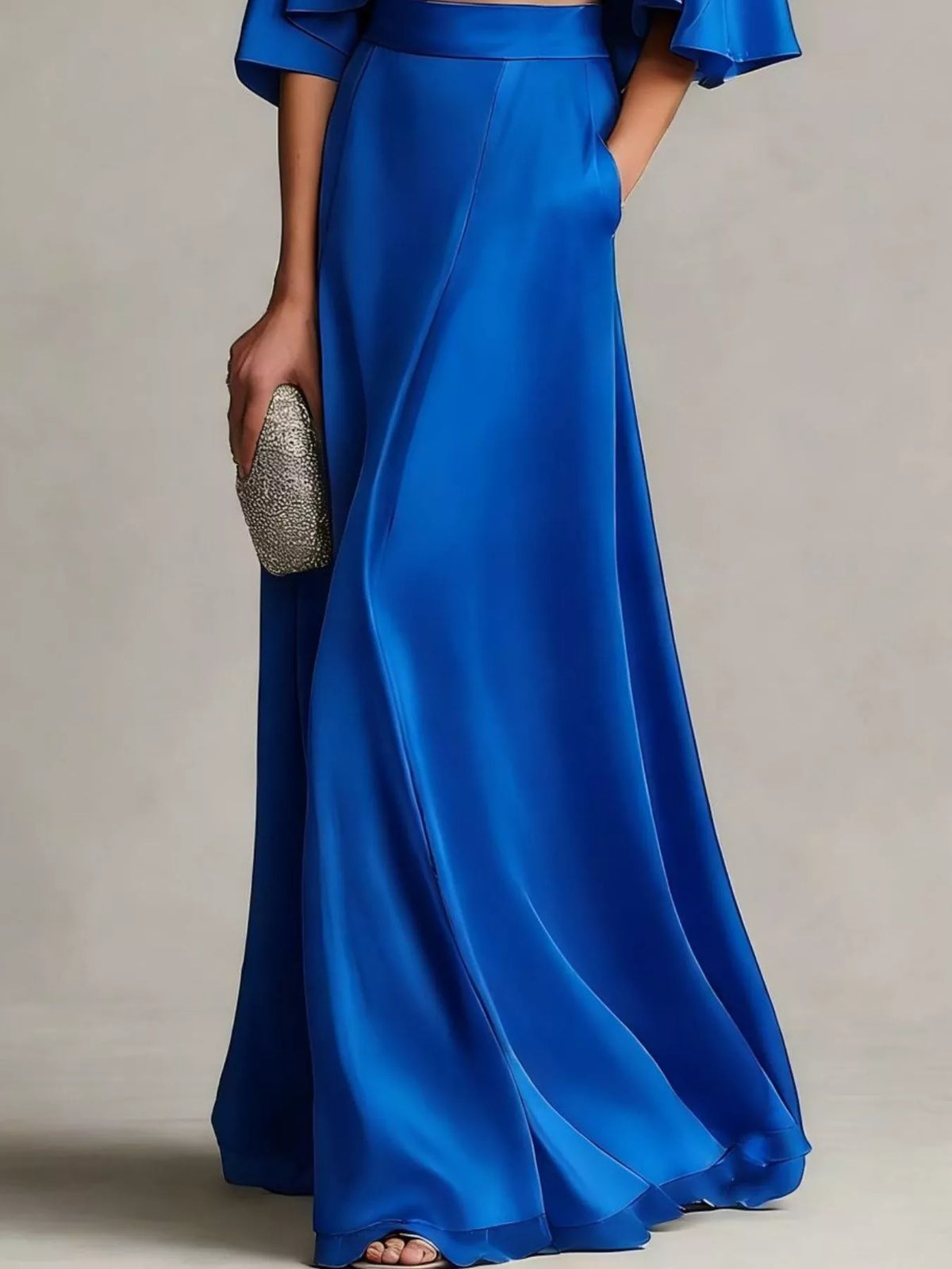 Full Size Satin Crop Top and Maxi Skirt Two-Piece Set Plus Size
