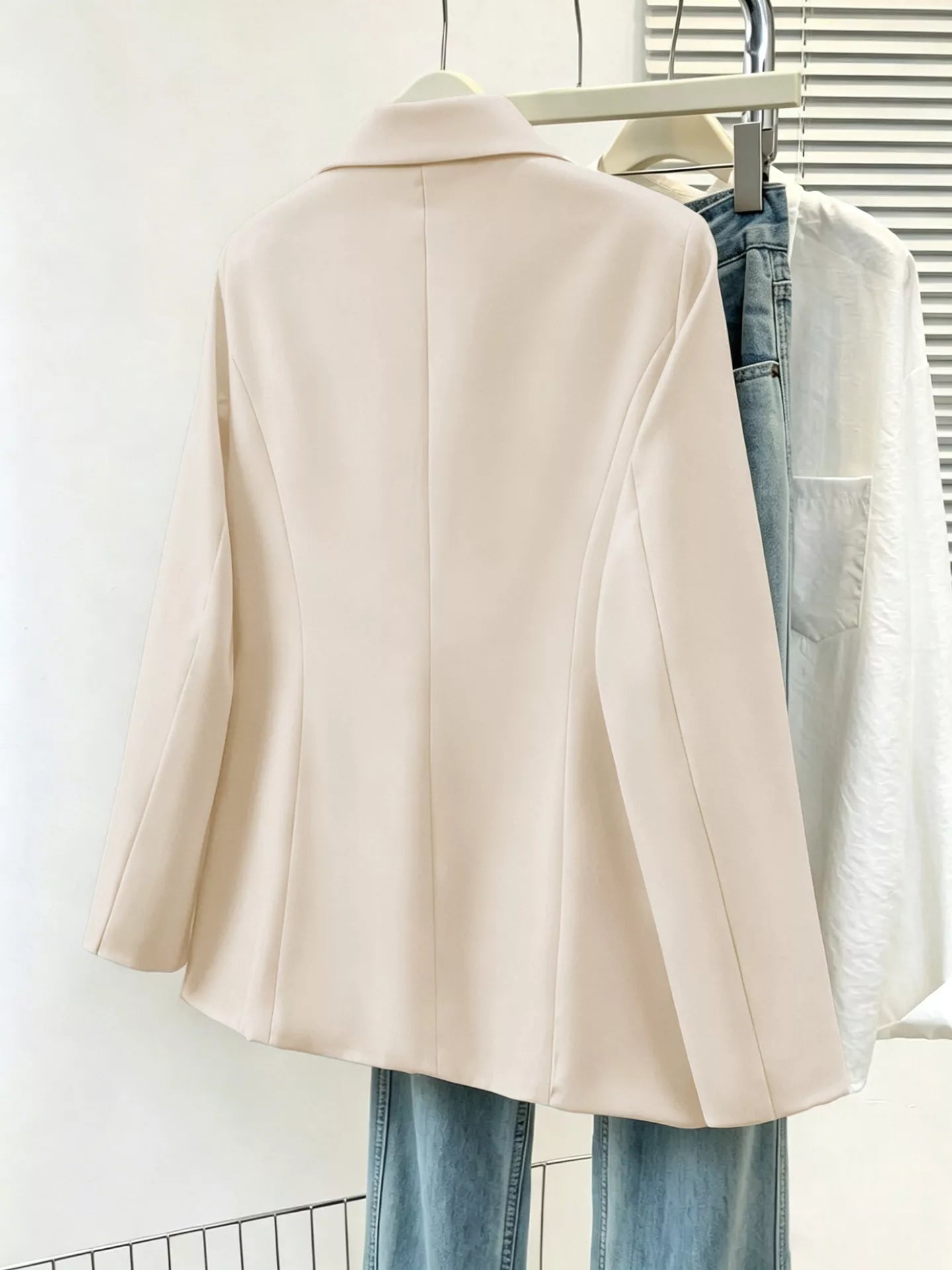Full Size Single-Breasted Lapel Collar Blazer Plus Size