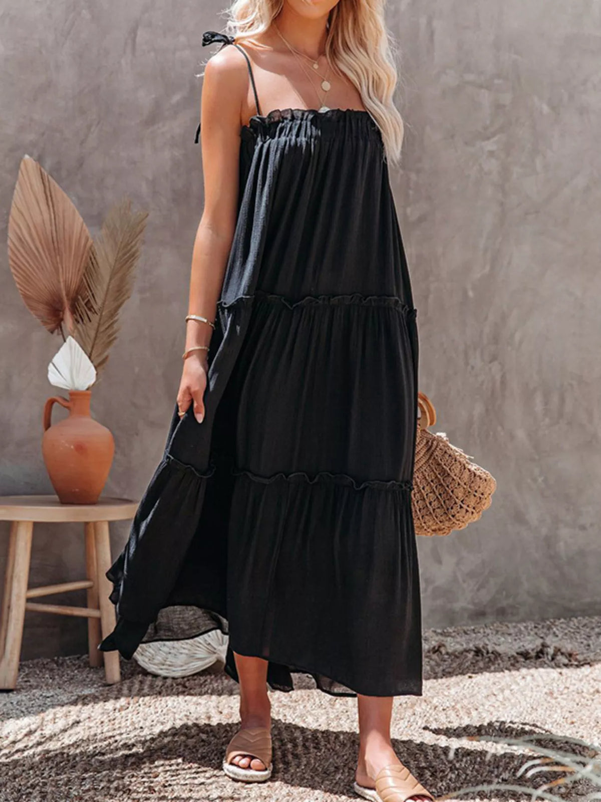 Tiered Spaghetti Strap Maxi Dress