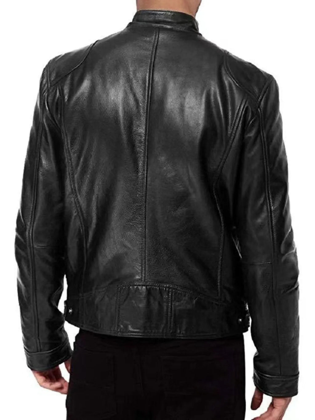 Men's Full Size Leather Biker Jacket with Zipper Pockets Plus Size