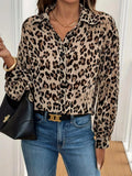 Leopard Print Button-Down Long Sleeve Shirt