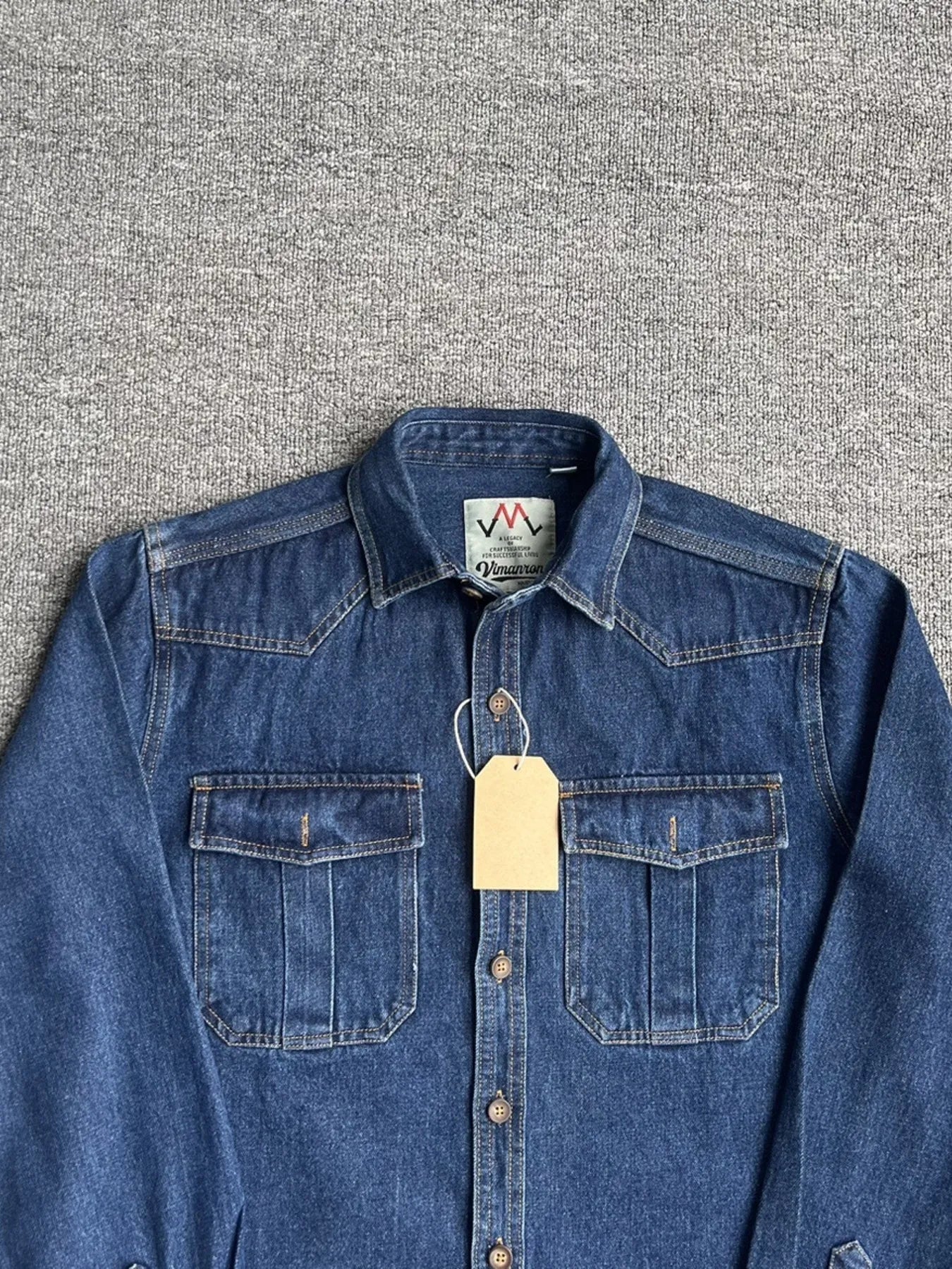Men's Plus Size Button Up Washed Denim Shirt