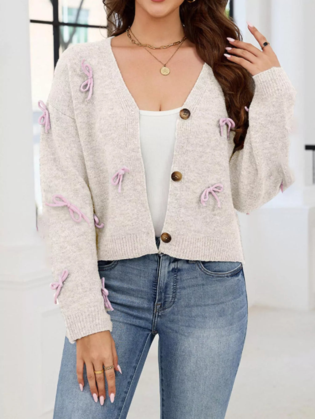 Bow Button Up Cardigan