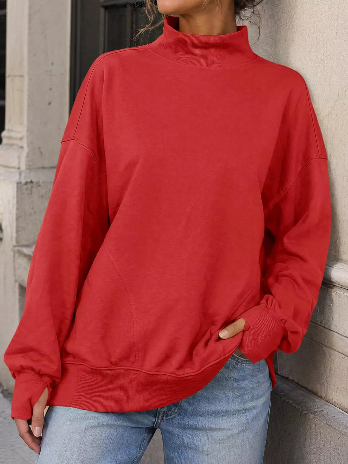 Mock Neck Oversized Sweatshirt
