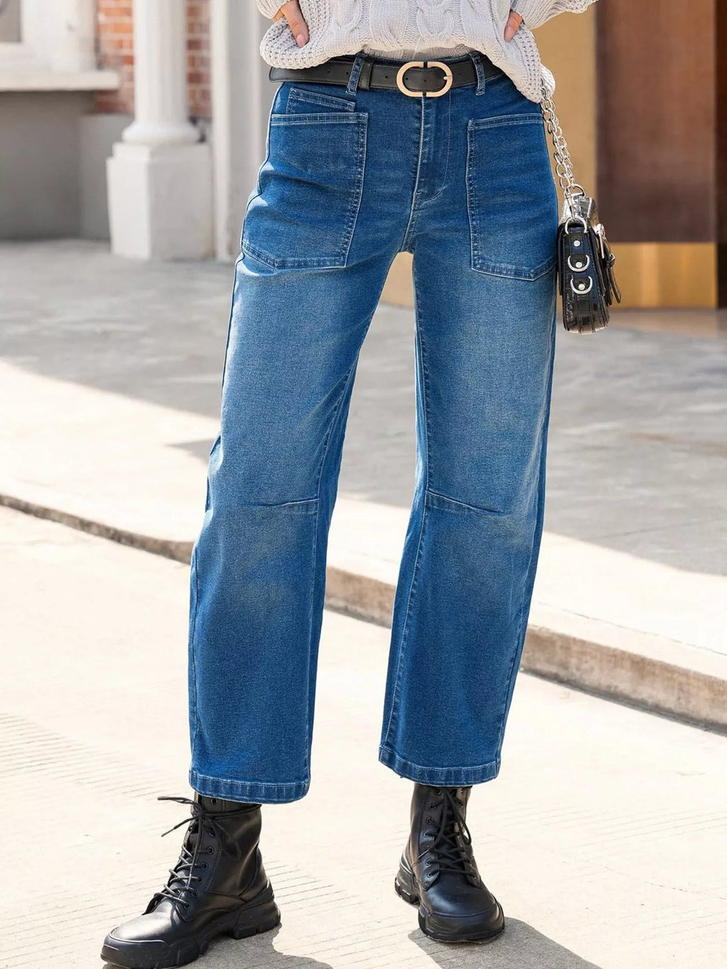 Wide-Leg Jeans with Patch Pockets