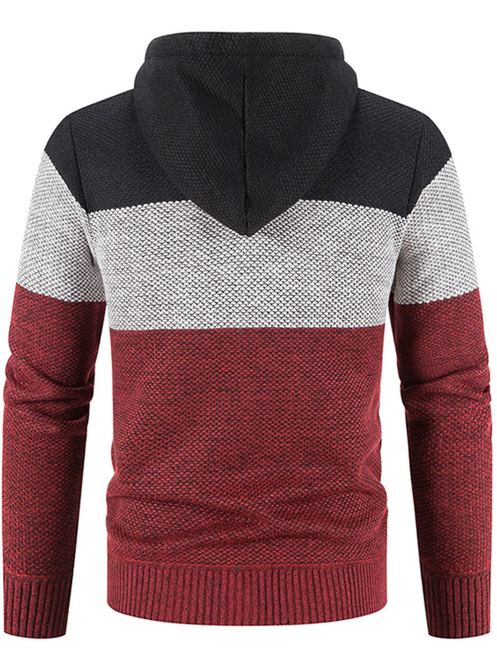 Men's Plus Size Drawstring Color Block Zip Up Cardigan