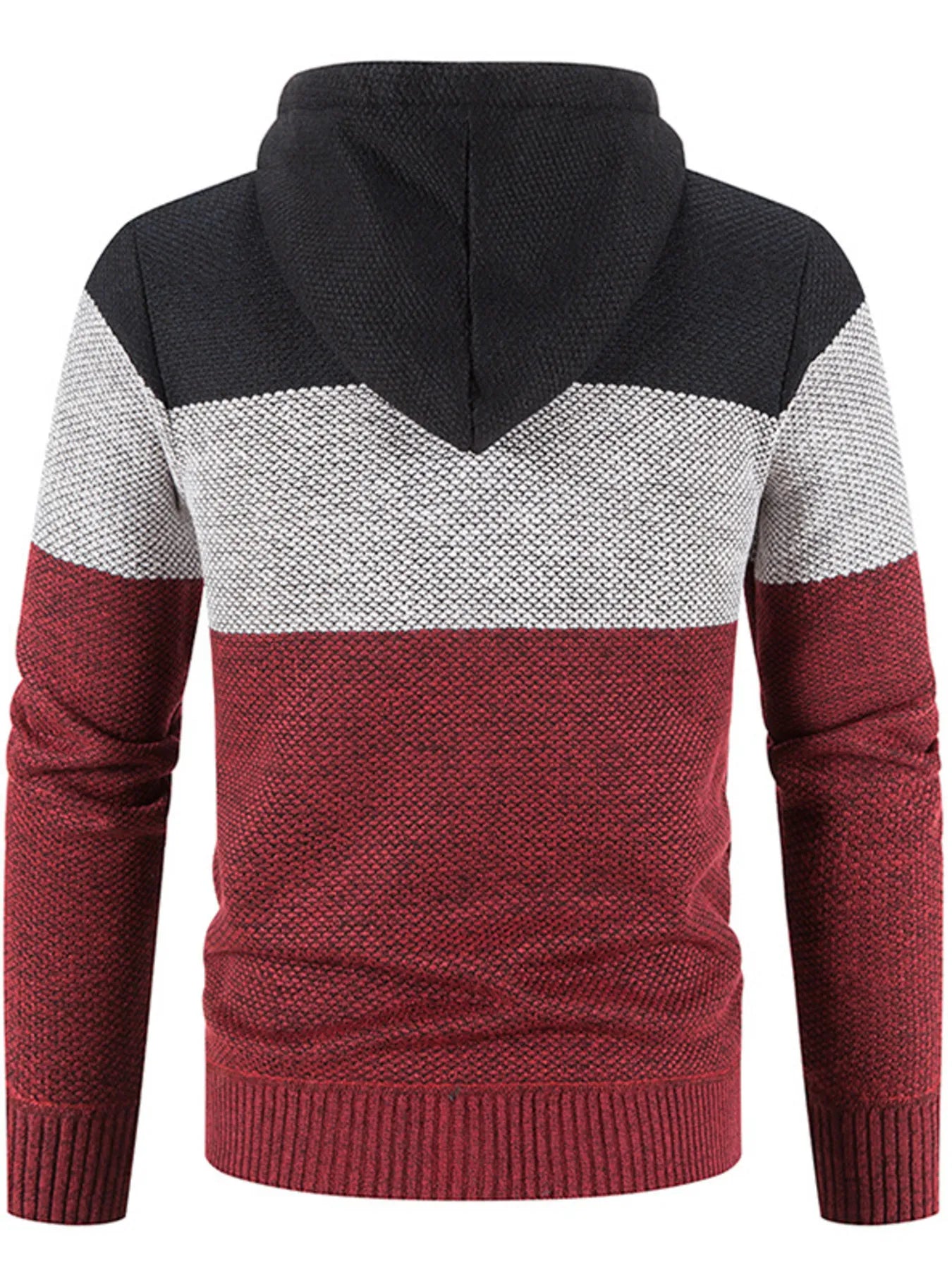 Men's Plus Size Drawstring Color Block Zip Up Cardigan