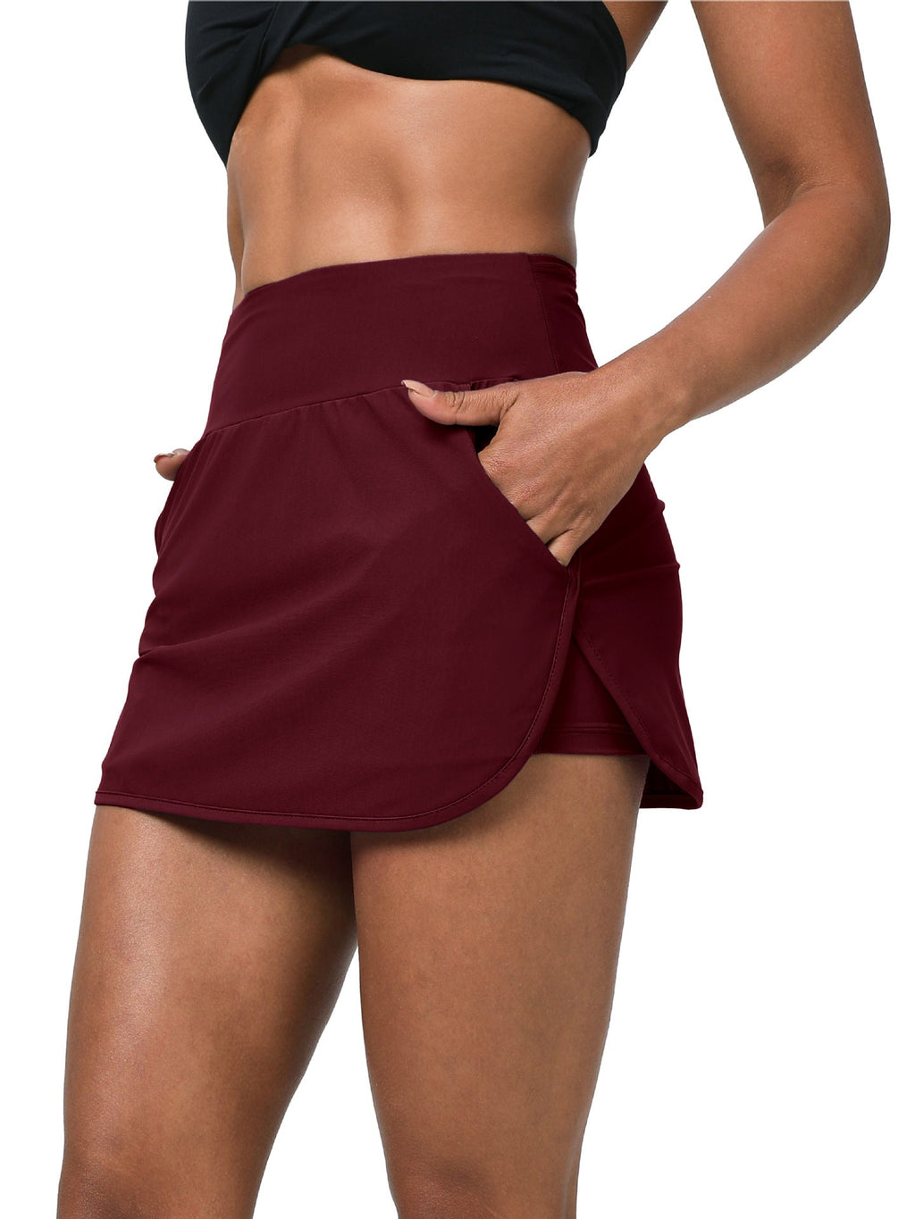 European And American Slim- Fit Quick-dry Tennis Skirt High Waist Slimming Running Fitness Skirt Anti-running Fake Two-piece Sports Yoga Skirt