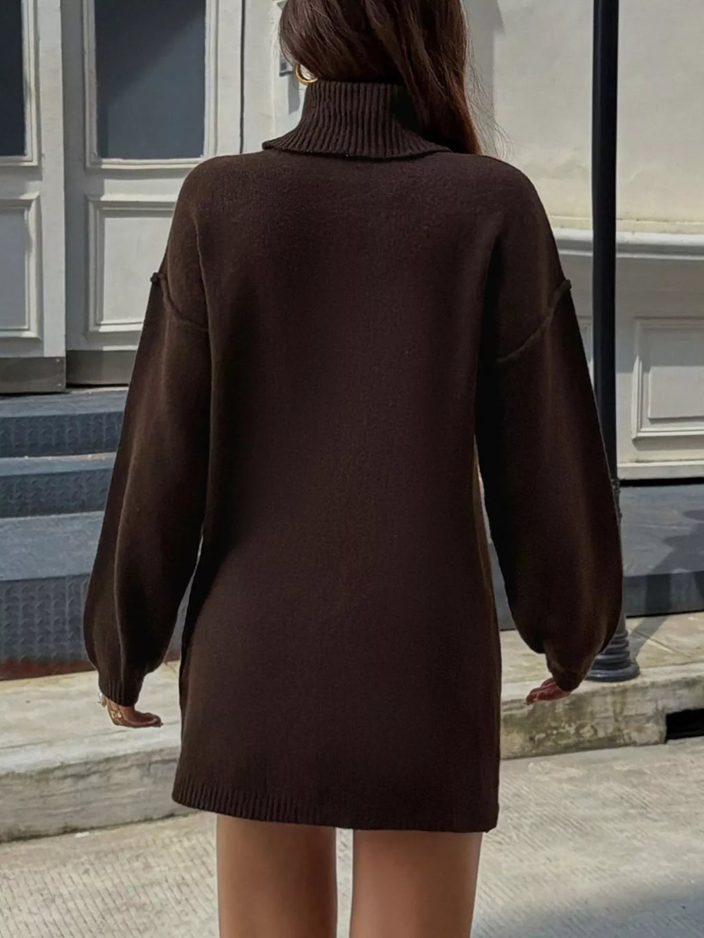 Turtleneck Long Sleeve Sweater Dress