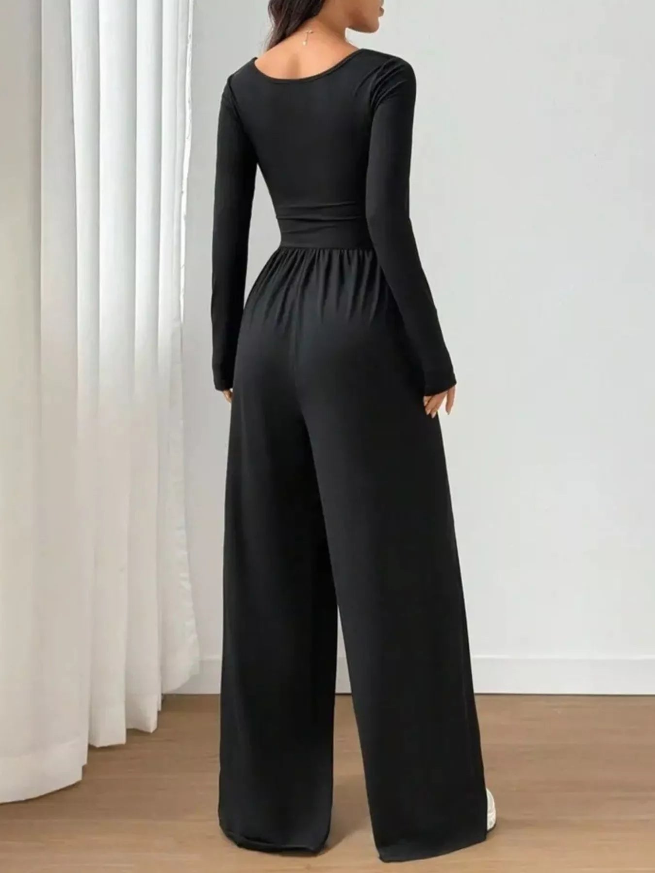 Scoop Neck Wide Leg Jumpsuit