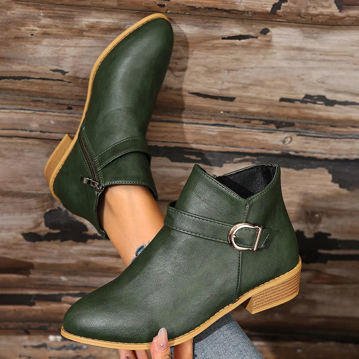 Point Toe Block Heels Boots