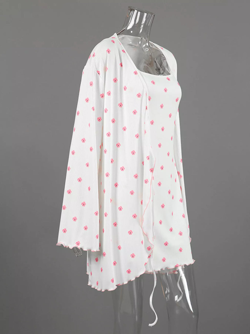 Floral Print Cami Dress and Cardigan Lounge Set