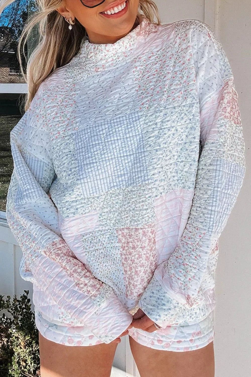 Quilted Long Sleeve Top and Shorts Set