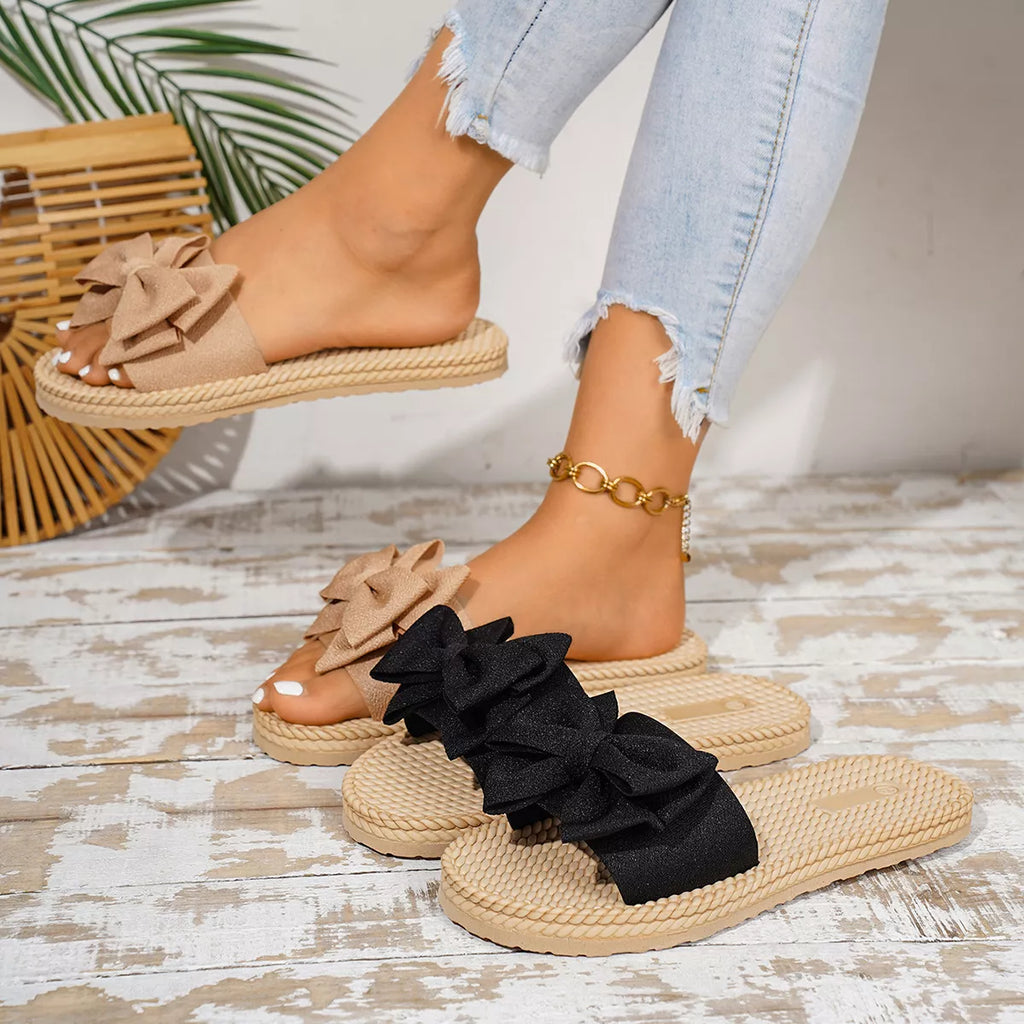 Bow Open Toe Flats Sandals